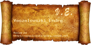 Veszelovszki Endre névjegykártya